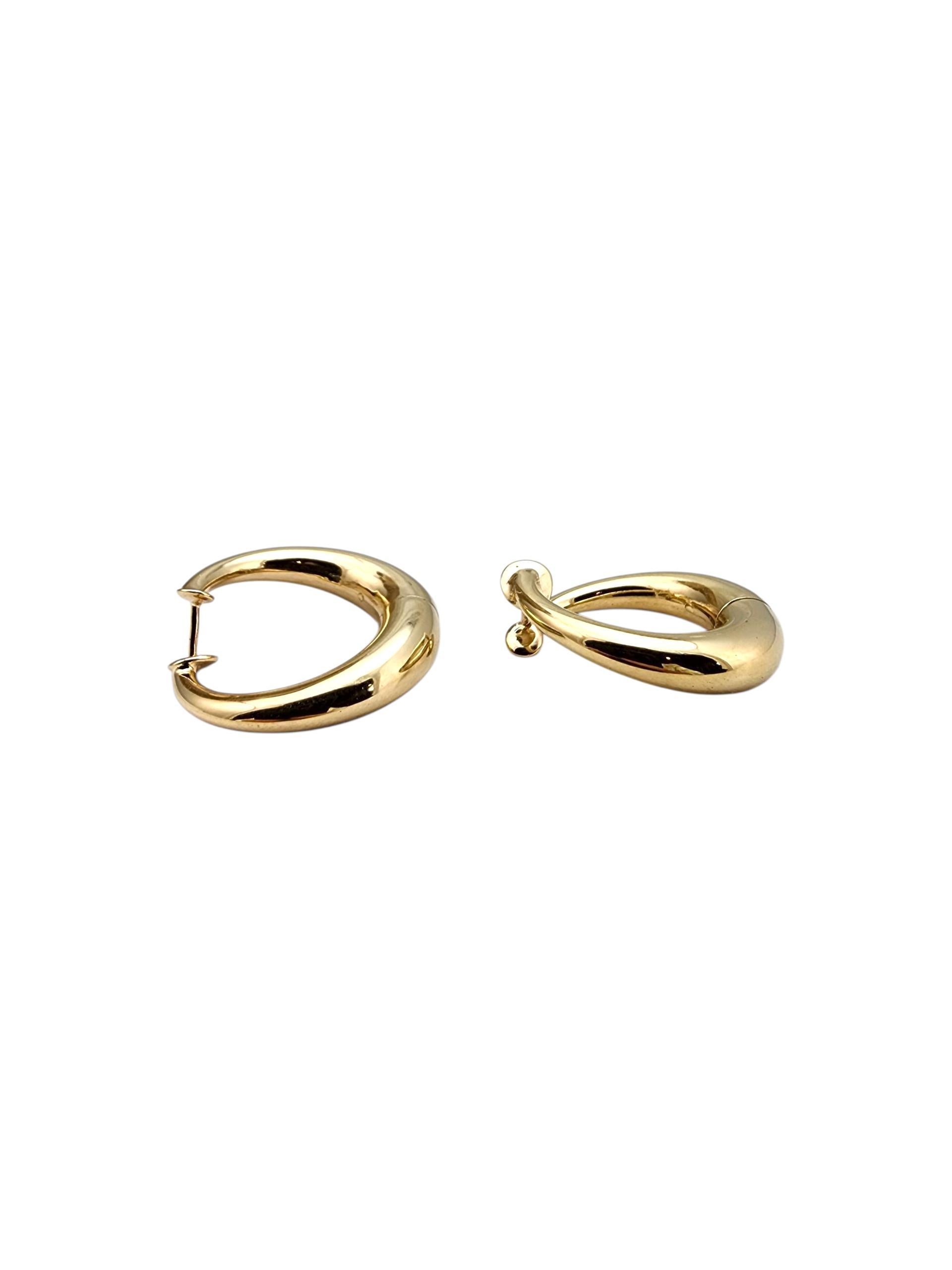 De las mujeres Pendientes de aro abiertos de oro amarillo de 14 quilates #22704 en venta
