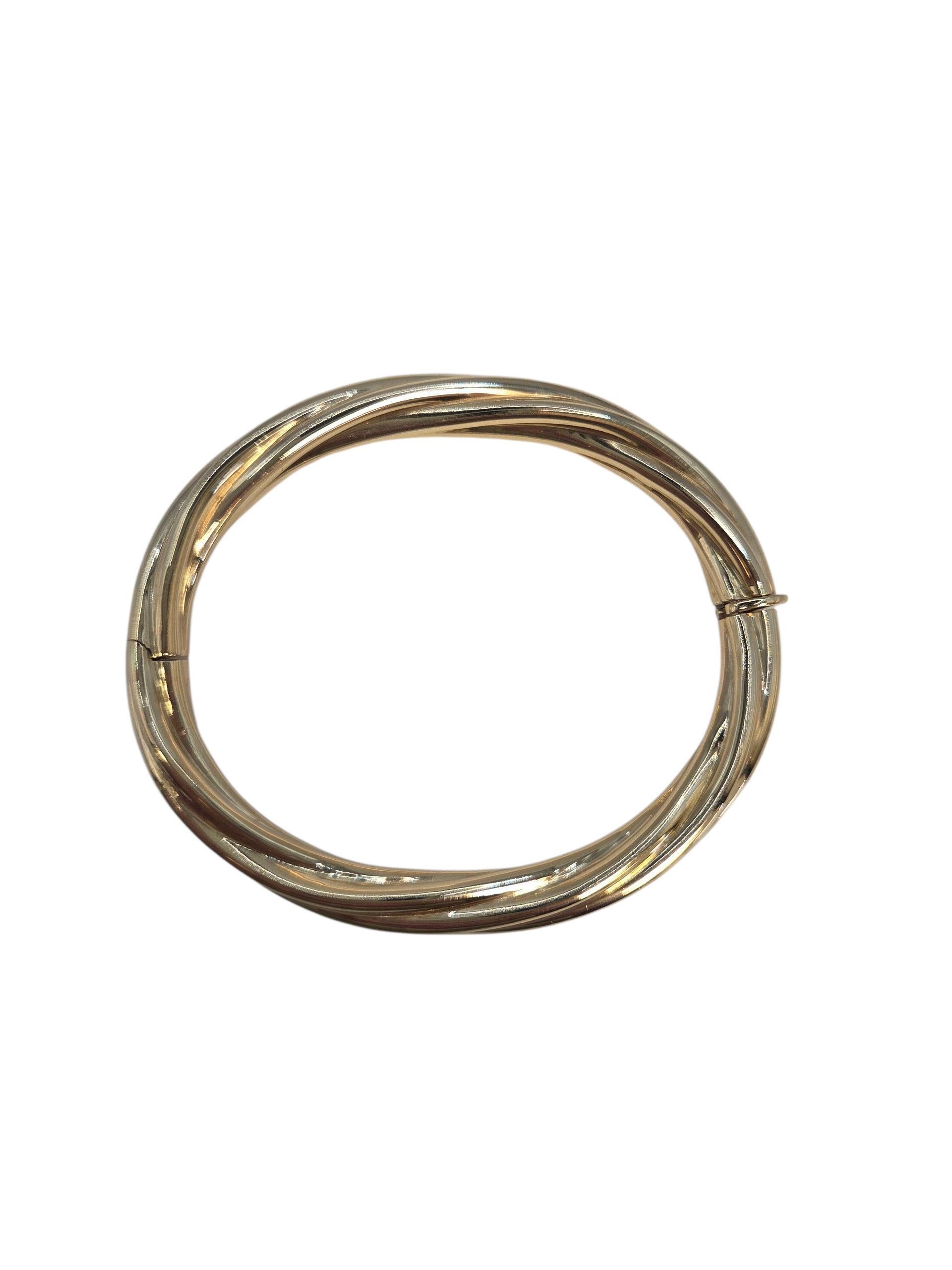 Contemporaneo Bracciale Bangle intrecciato in oro giallo 14K #23851 in vendita