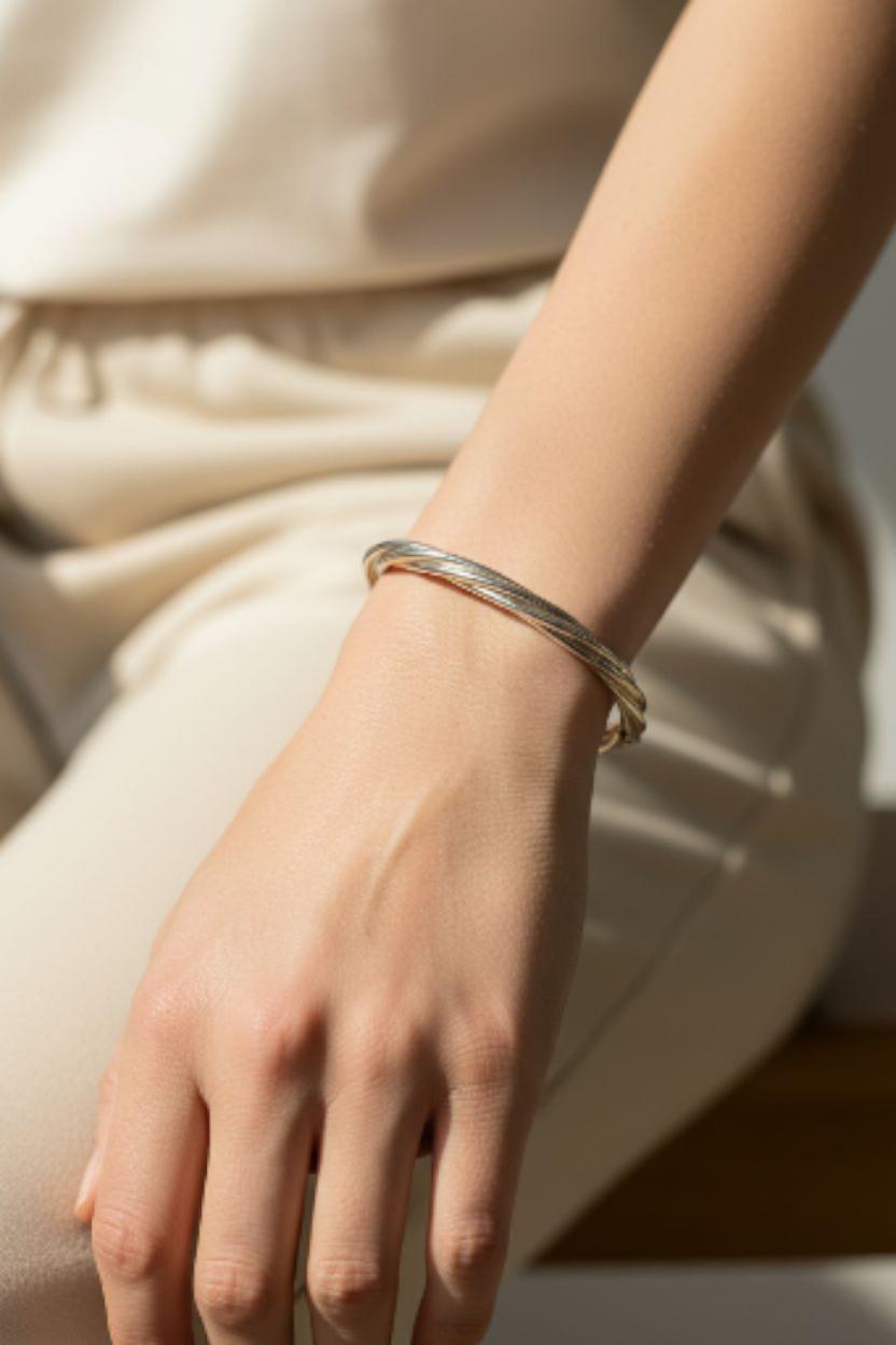 Bracciale Bangle intrecciato in oro giallo 14K #23851 in vendita 2