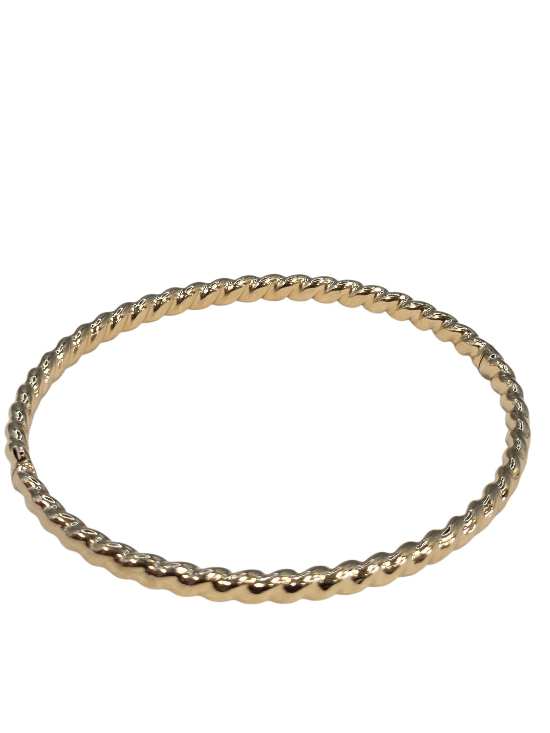 De las mujeres Pulsera brazalete retorcida de oro amarillo de 14 quilates #23886 en venta