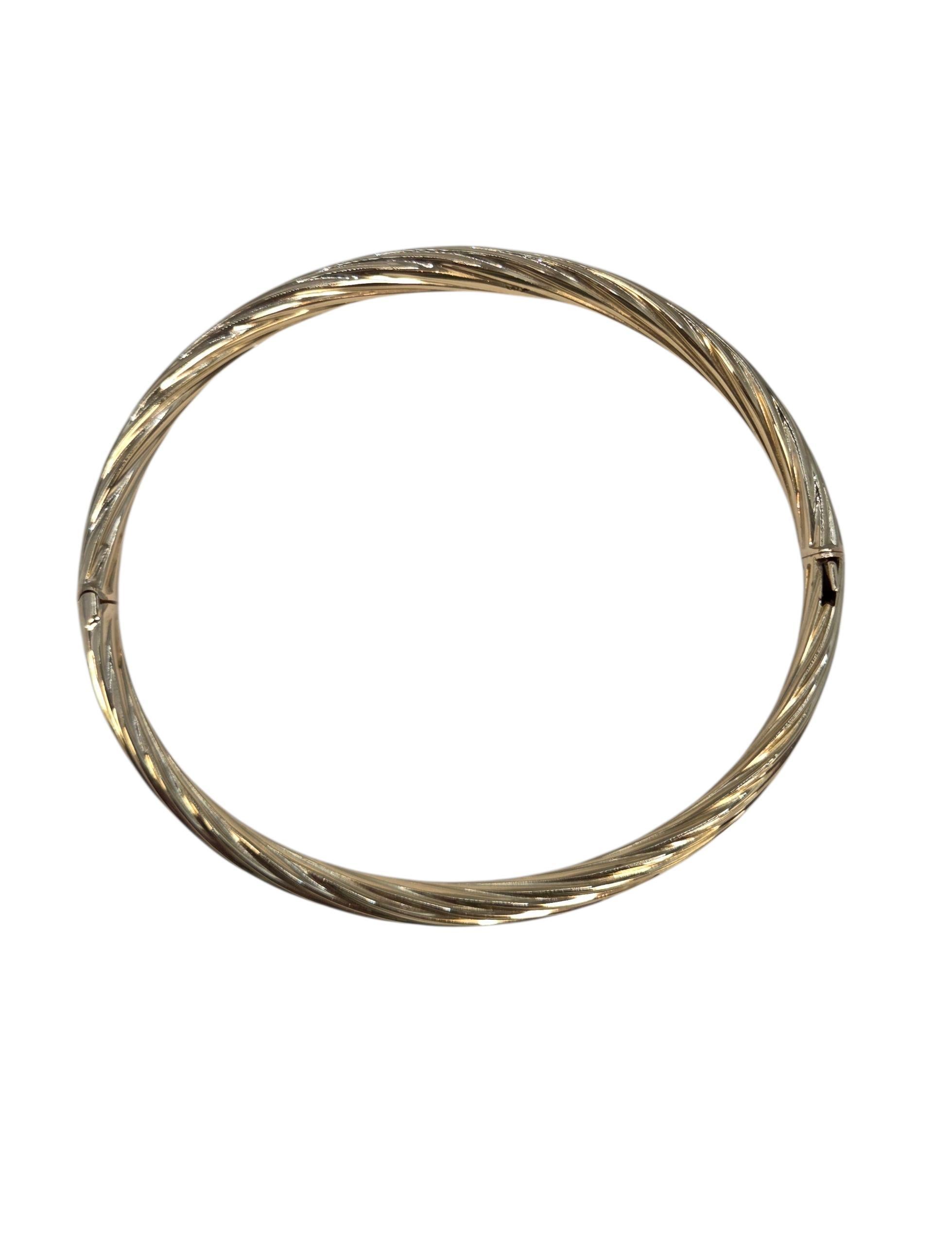 Donna Bracciale Bangle intrecciato in oro giallo 14K #23887 in vendita
