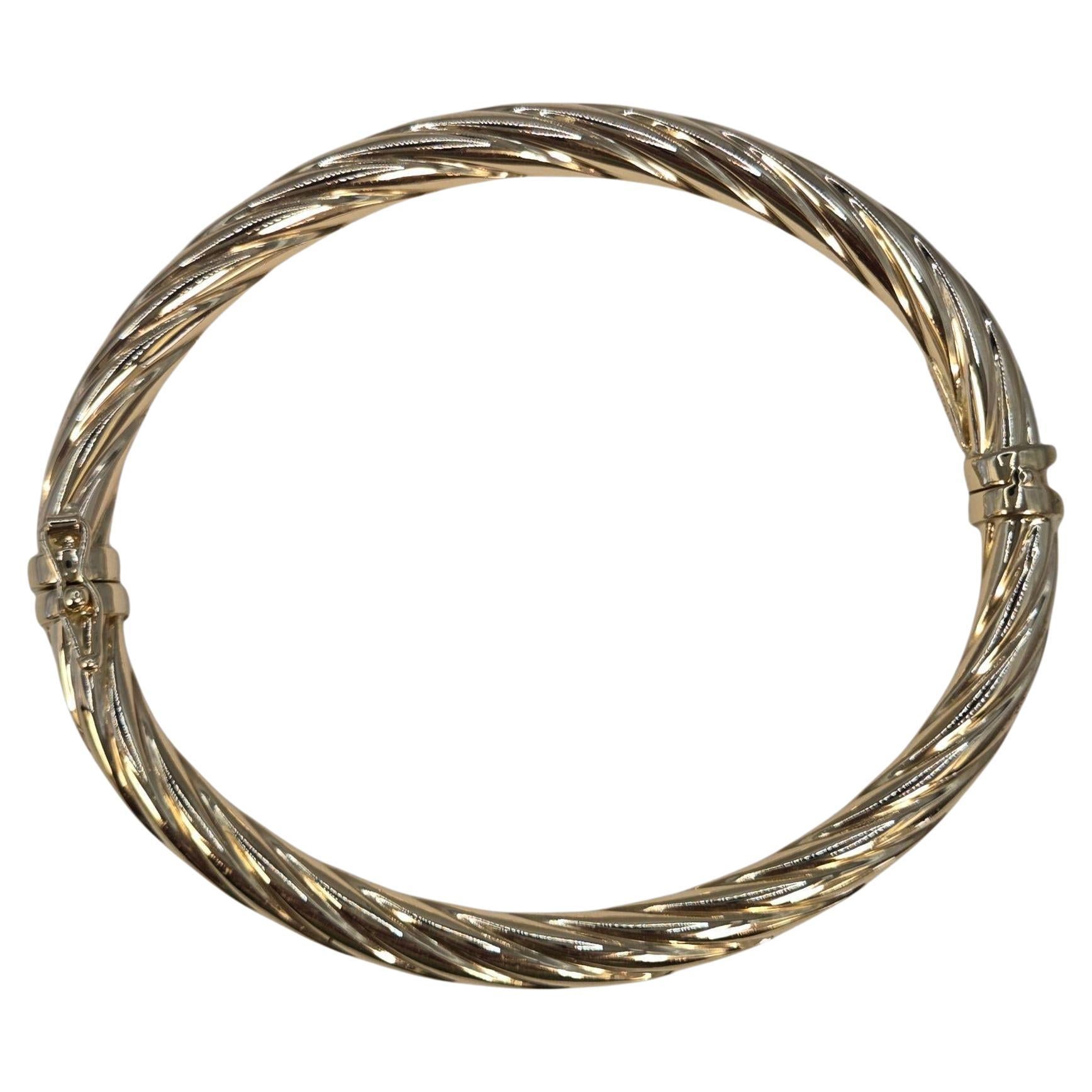 14K Yellow Gold Twisted Bangle Bracelet #23888