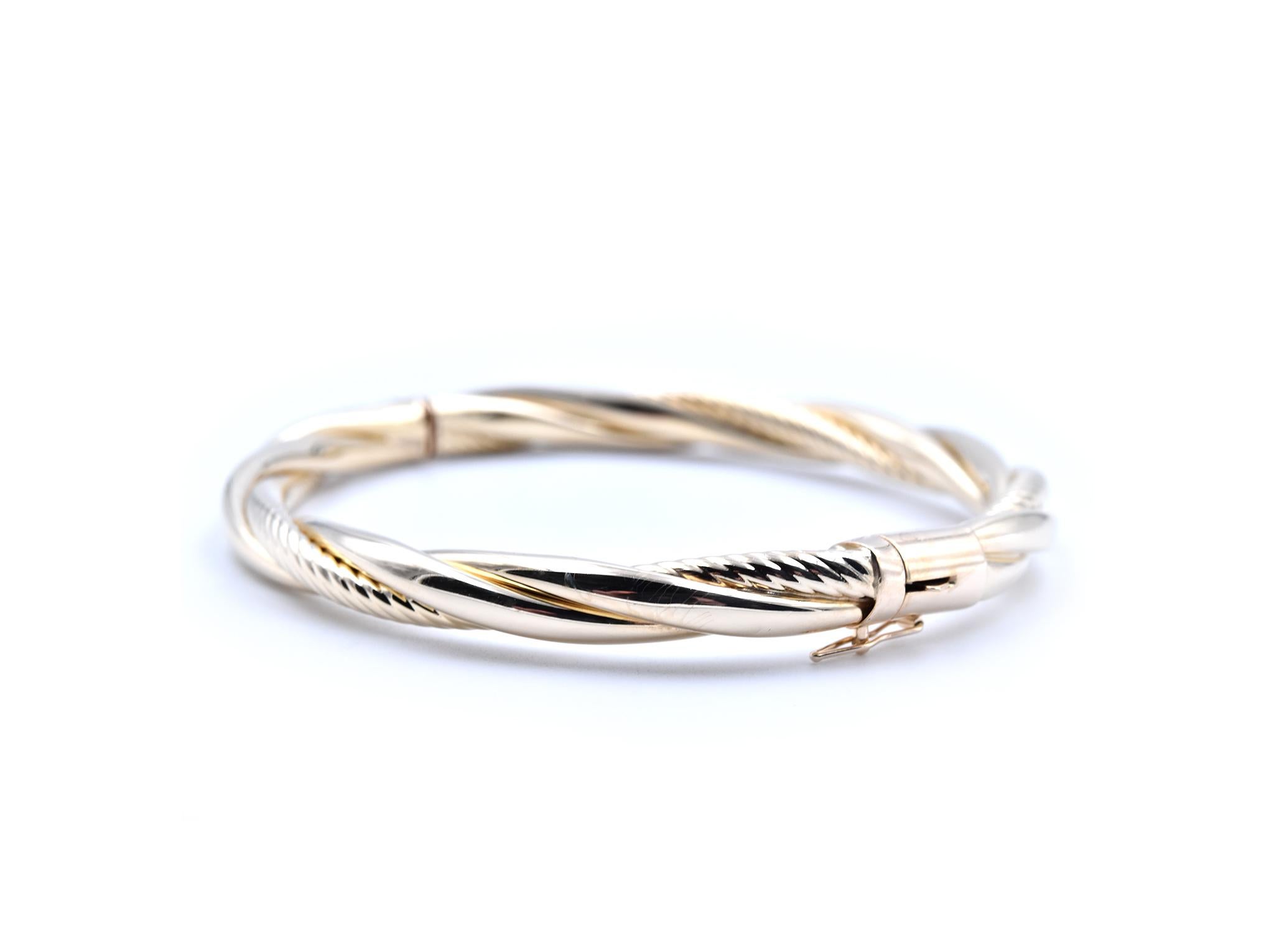 14 Karat Yellow Gold Twisted Bangle Bracelet In Excellent Condition In Scottsdale, AZ