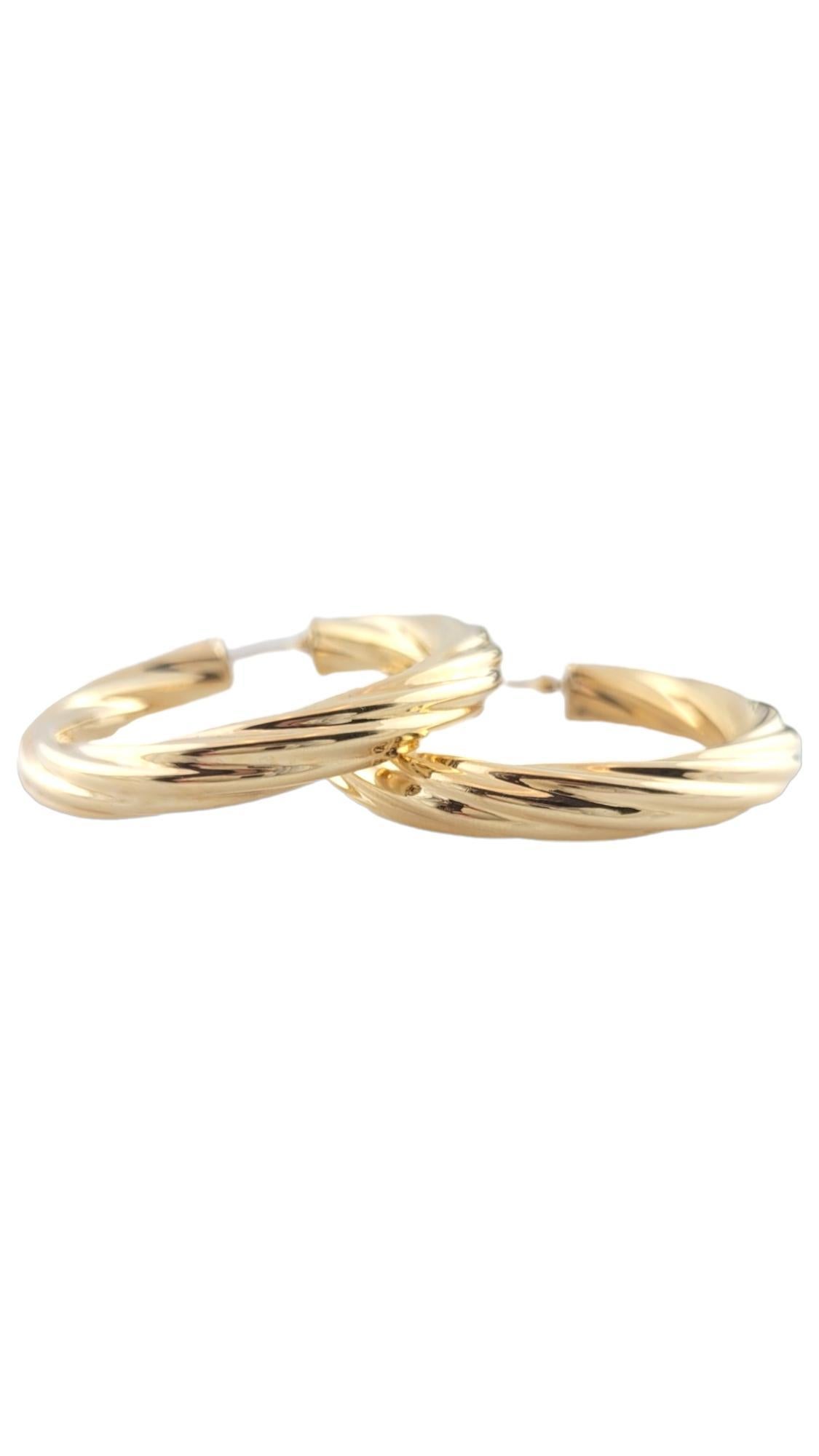 Women's 14K Yellow Gold Twisted Circle Hoop Earrings #16197 For Sale