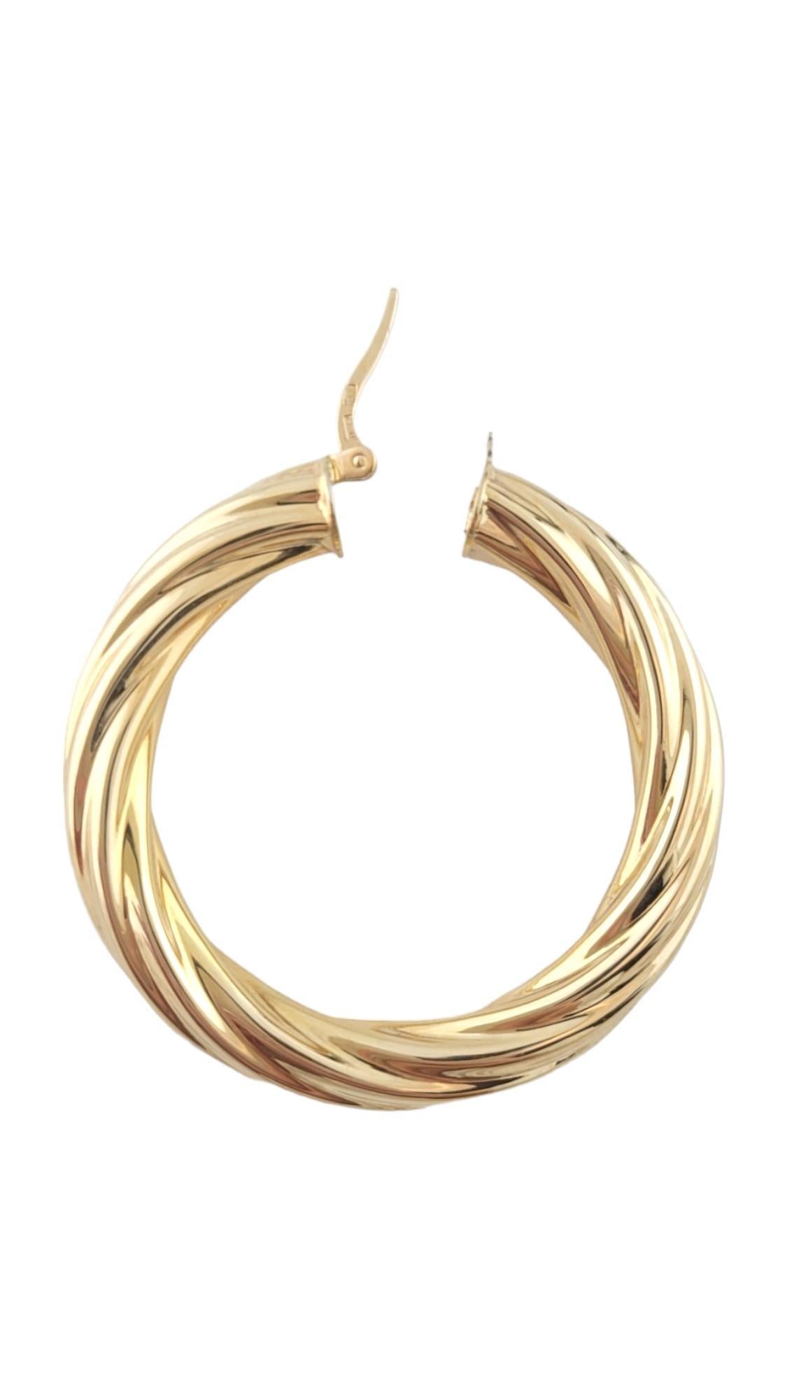 14K Yellow Gold Twisted Circle Hoop Earrings #16197 For Sale 1