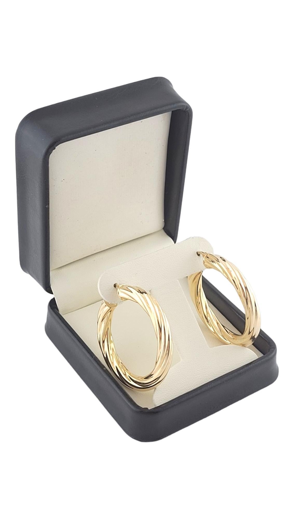 14K Yellow Gold Twisted Circle Hoop Earrings #16197 For Sale 4