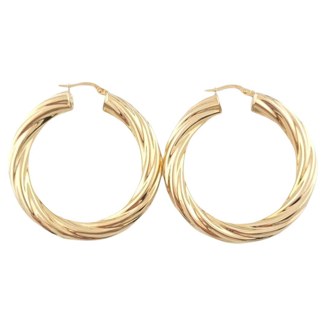 14K Yellow Gold Twisted Circle Hoop Earrings #16197 For Sale