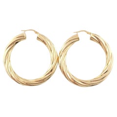 14K Yellow Gold Twisted Circle Hoop Earrings #16197
