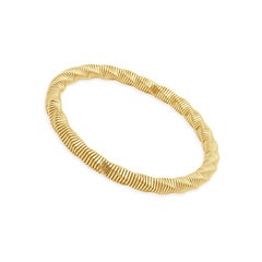 14K Yellow Gold Twisted Flex Bangle Bracelet 7.0"