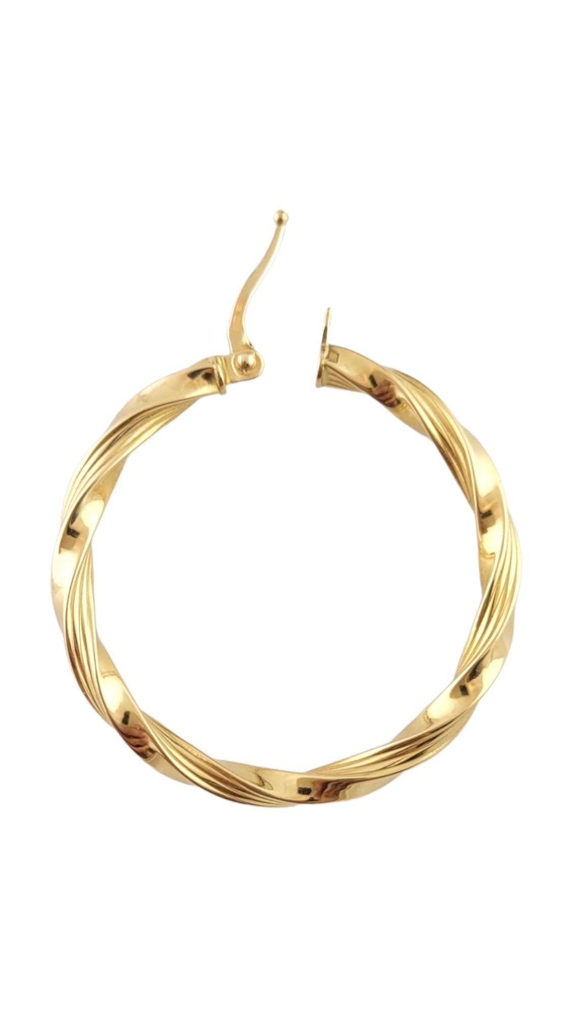 Women's 14K Yellow Gold Twisted Hoop Earrings #14957 For Sale