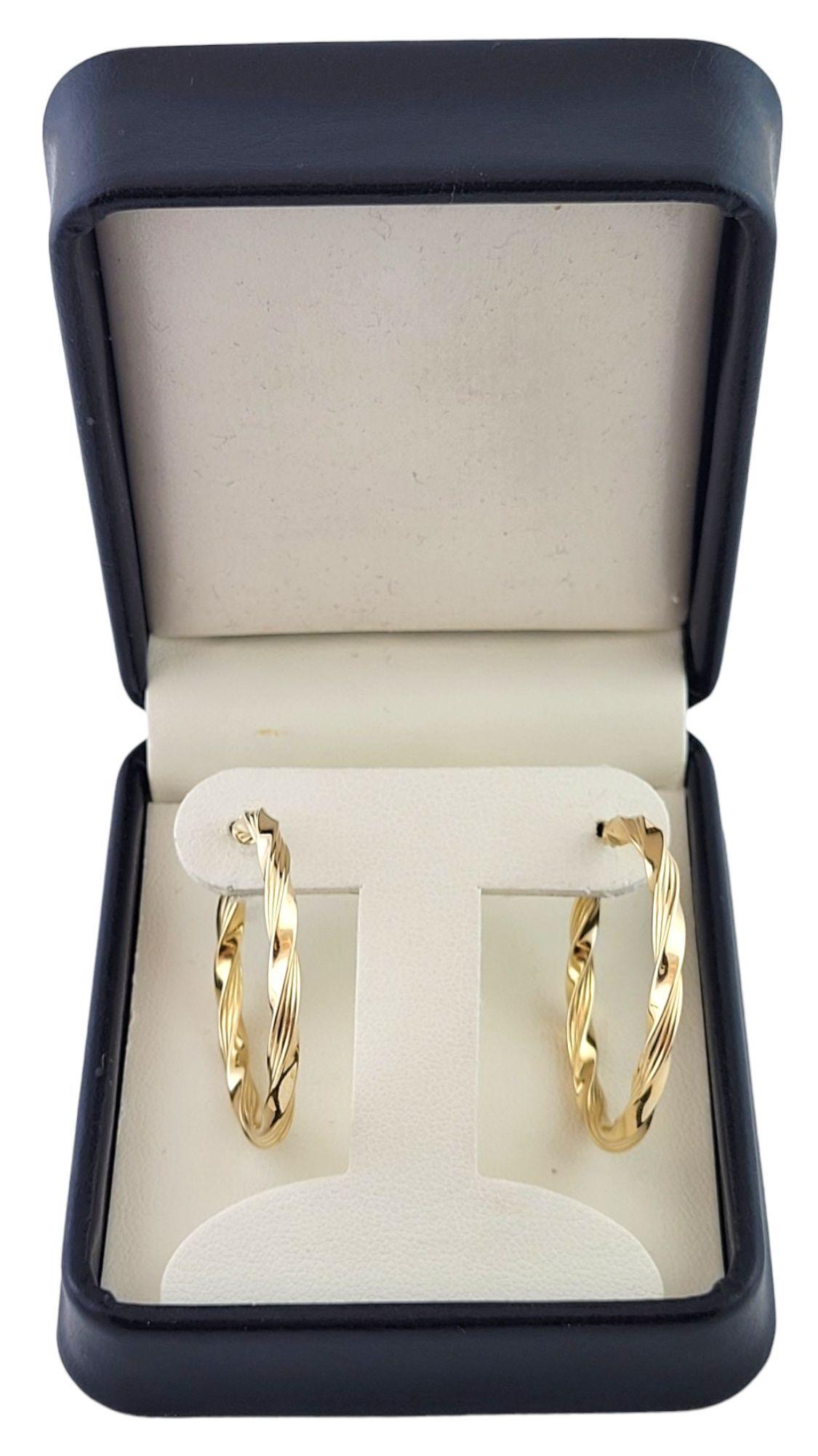 14K Yellow Gold Twisted Hoop Earrings #14957 For Sale 2