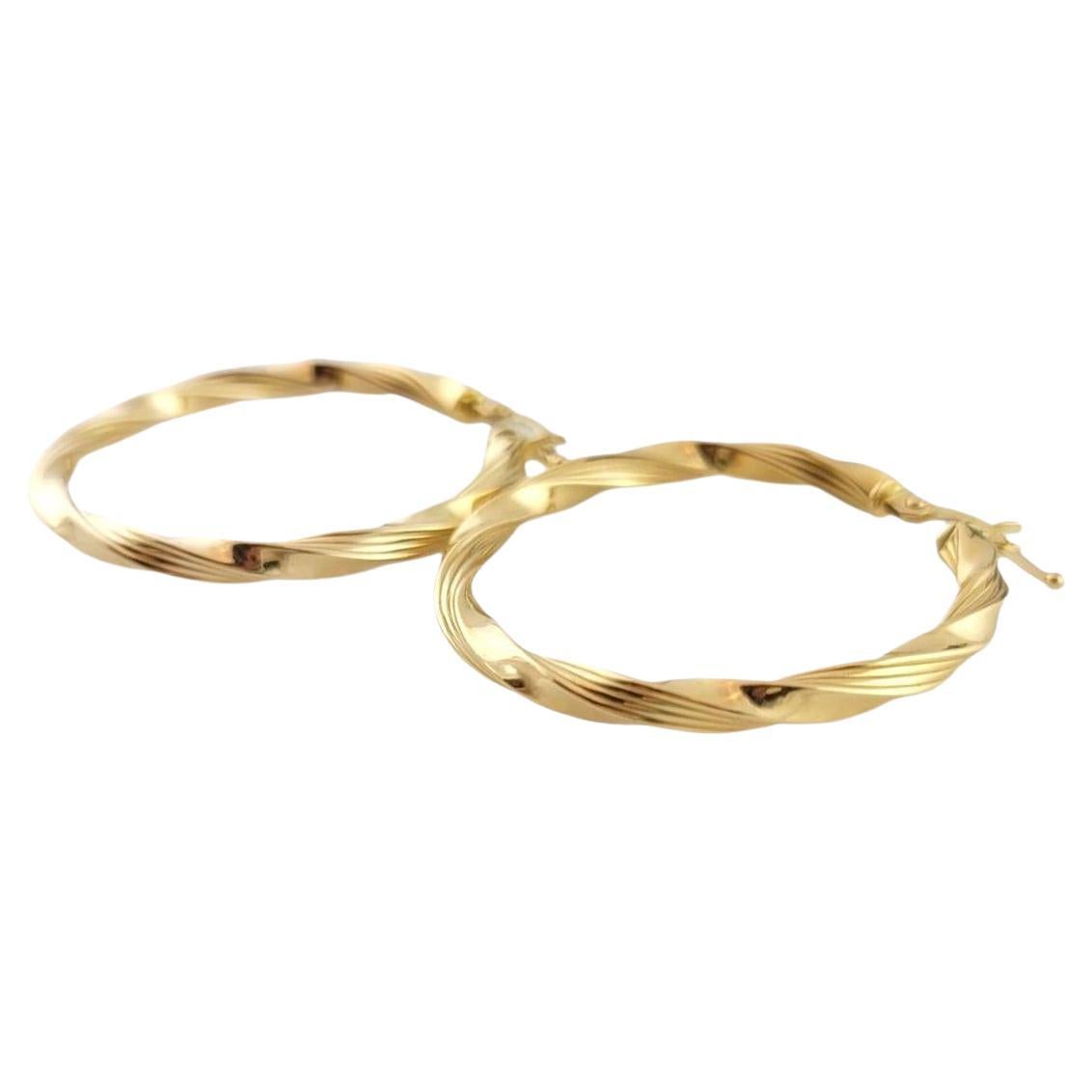 14K Yellow Gold Twisted Hoop Earrings #14957 For Sale