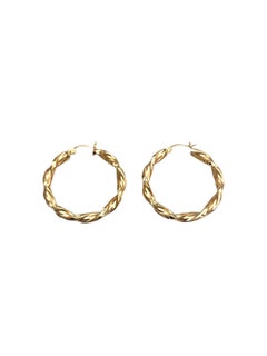 14-karätige Gelbgold-Ohrringe in gedrehter Reifform, 1,5" #25432