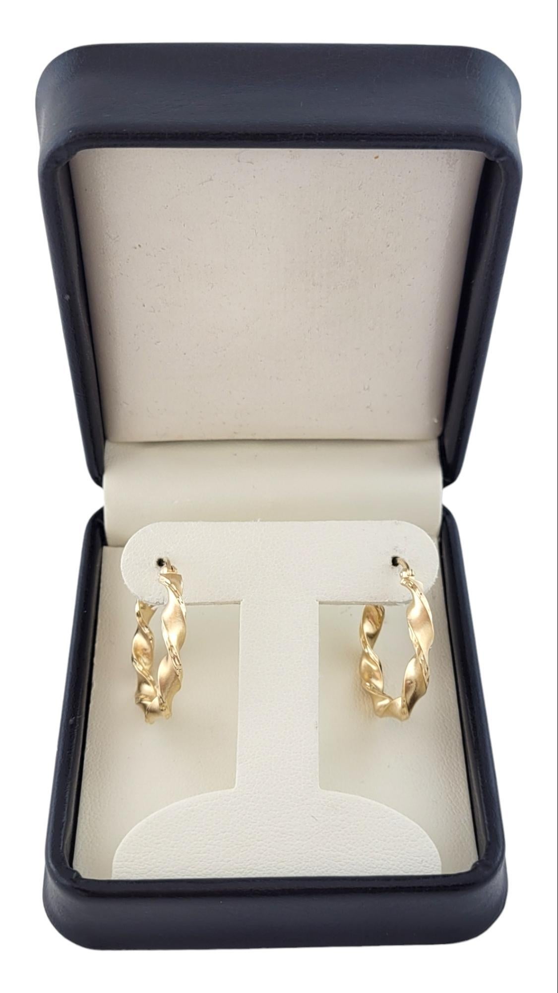 14K Yellow Gold Twisted Hoop Earrings #15900 For Sale 2