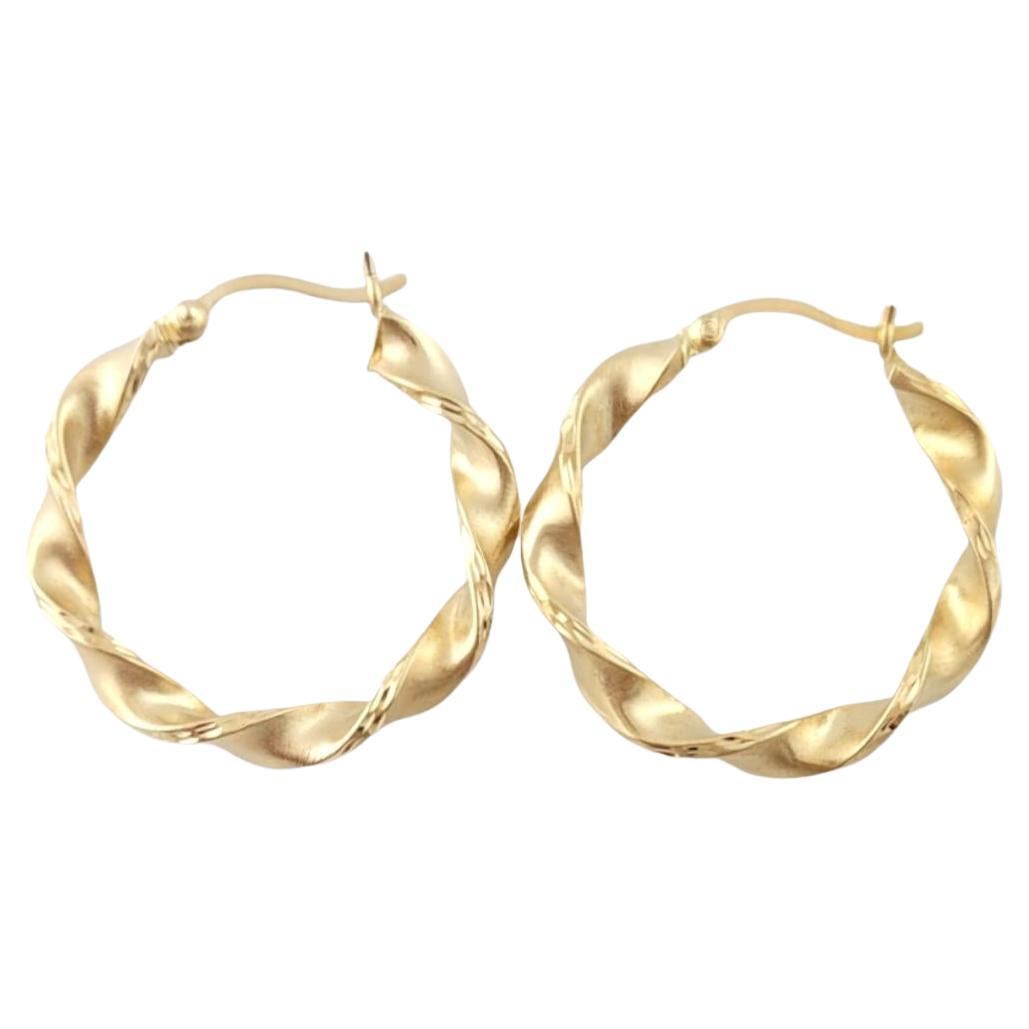 14K Yellow Gold Twisted Hoop Earrings #15900 For Sale