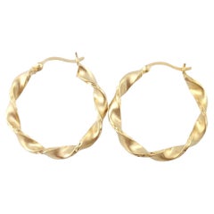 Vintage 14K Yellow Gold Twisted Hoop Earrings #15900