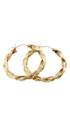 14K Yellow Gold Twisted Hoop Earrings #16135