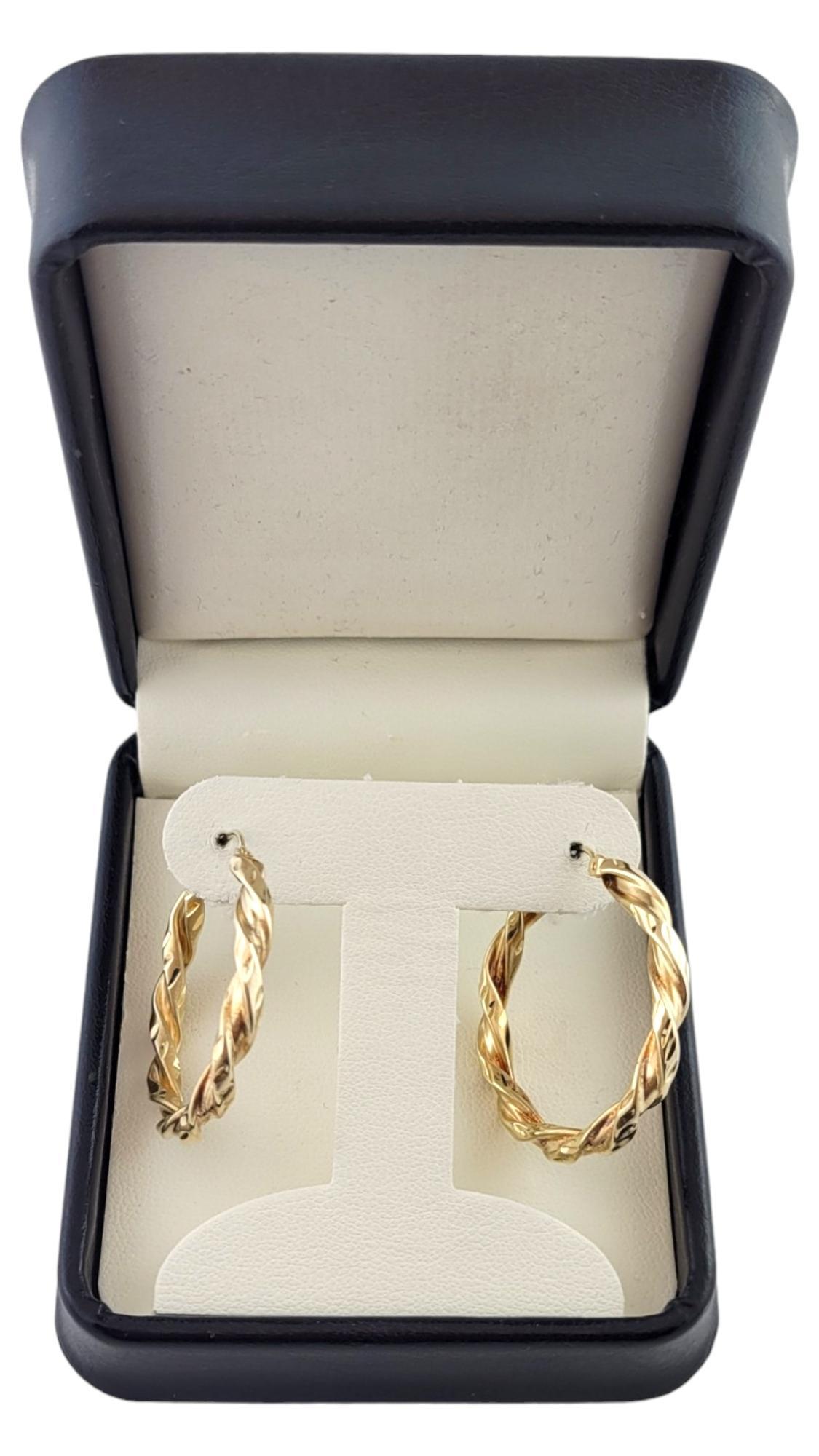 14K Yellow Gold Twisted Hoop Earrings #16135 For Sale 3