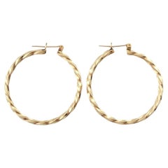 14K Yellow Gold Twisted Hoop Earrings #16191