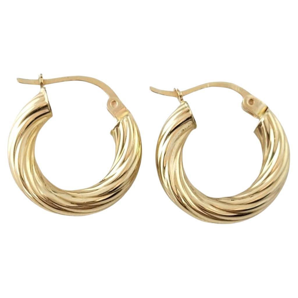 14K Yellow Gold Twisted Hoop Earrings #16868