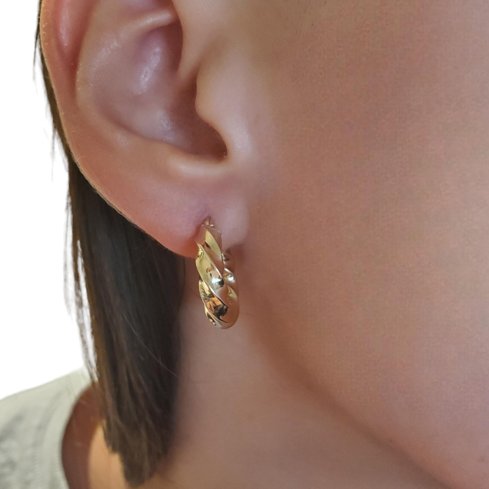 14K Yellow Gold Twisted Hoop Earrings #17630 For Sale 1