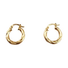 14K Yellow Gold Twisted Hoop Earrings #17959