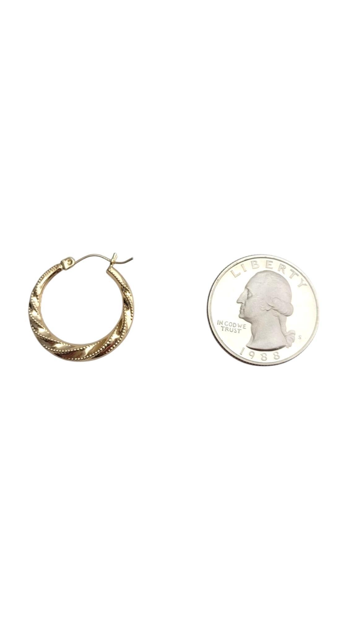 14K Yellow Gold Twisted Hoop Earrings #21111 For Sale 1