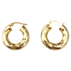 Vintage 14K Yellow Gold Twisted Hoop Earrings #21703