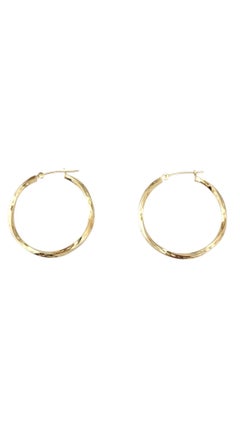 14K Yellow Gold Twisted Hoop Earrings #21714