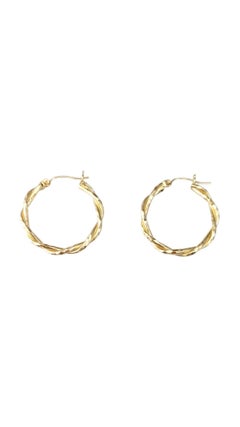 14K Yellow Gold Twisted Hoop Earrings #21739