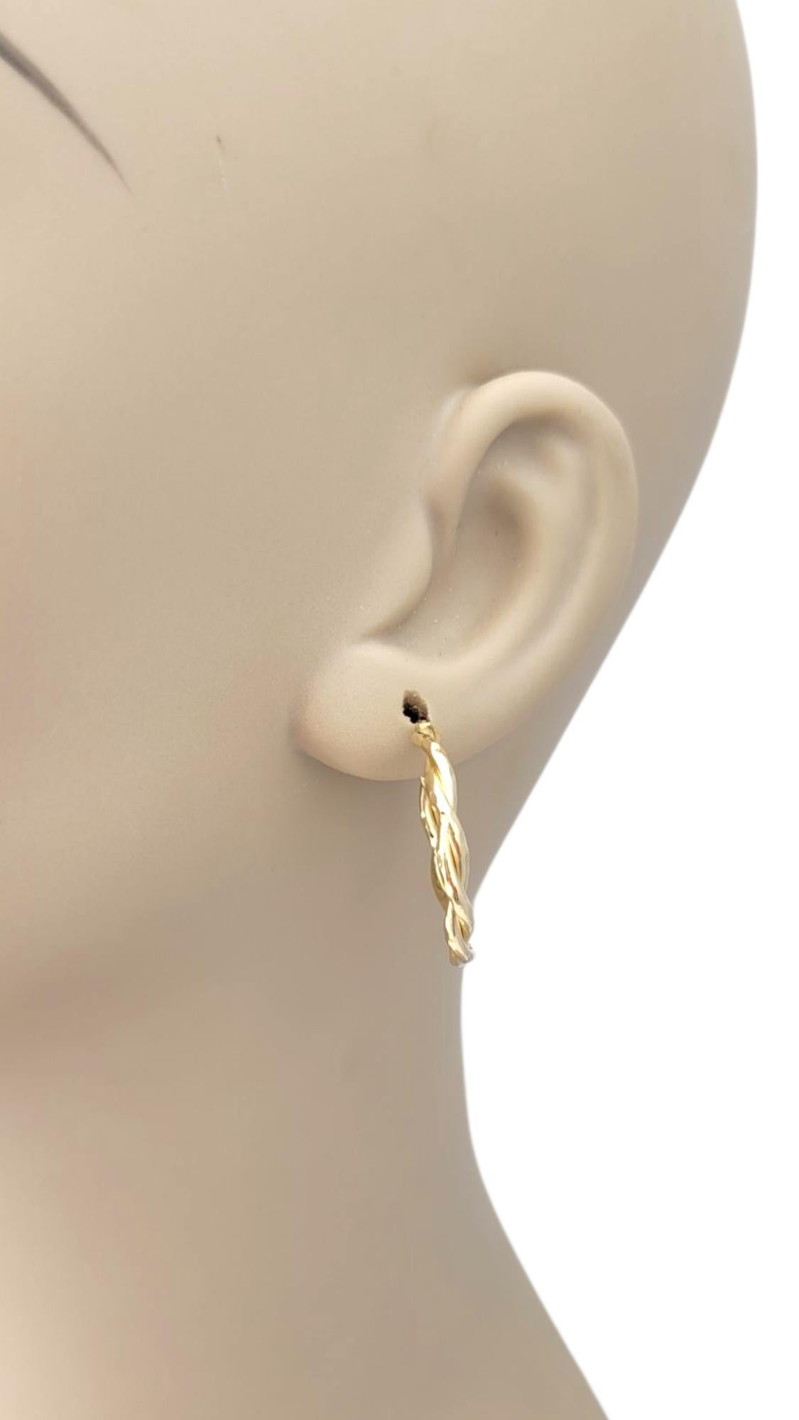 14K Yellow Gold Twisted Hoop Earrings #21739 For Sale 1