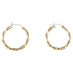 14K Yellow Gold Twisted Hoop Earrings #21739