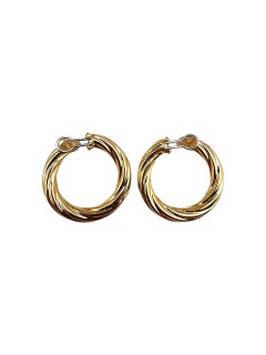 14K Yellow Gold Twisted Hoop Earrings #22693