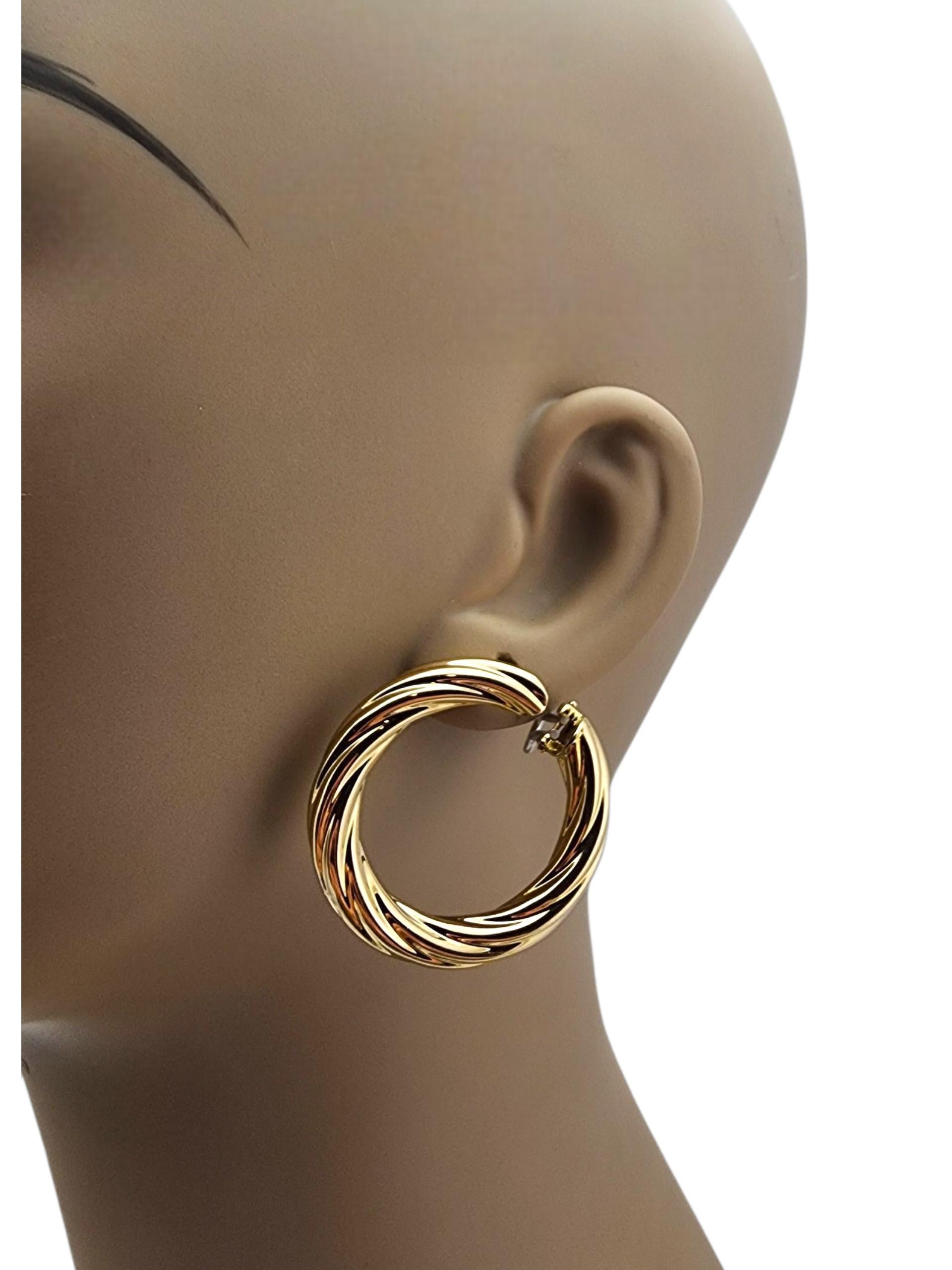 14K Gelbgold verdrehte Ohrringe #22693 im Angebot 3