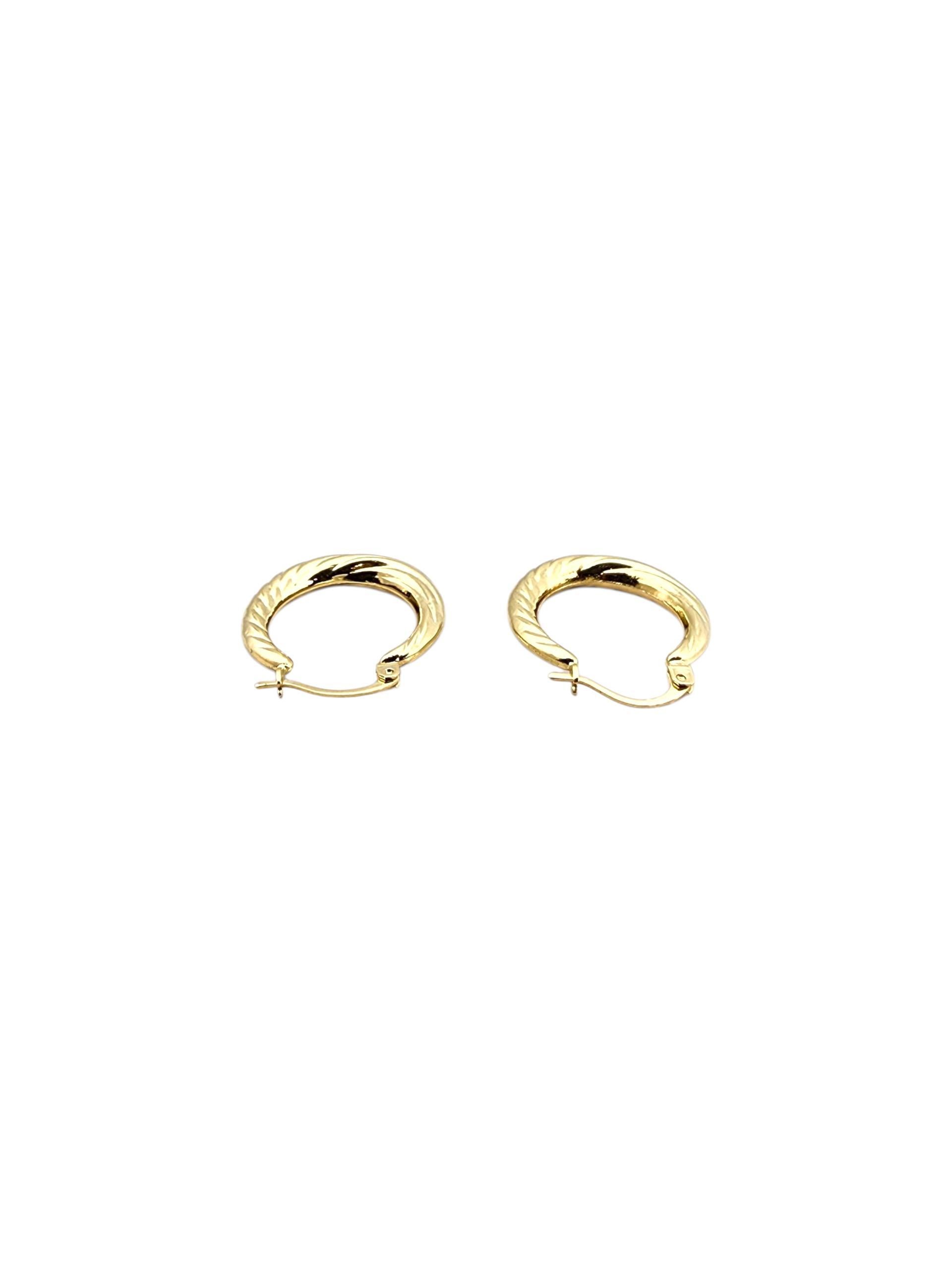 14K Yellow Gold Twisted Hoop Earrings #22724 For Sale 1