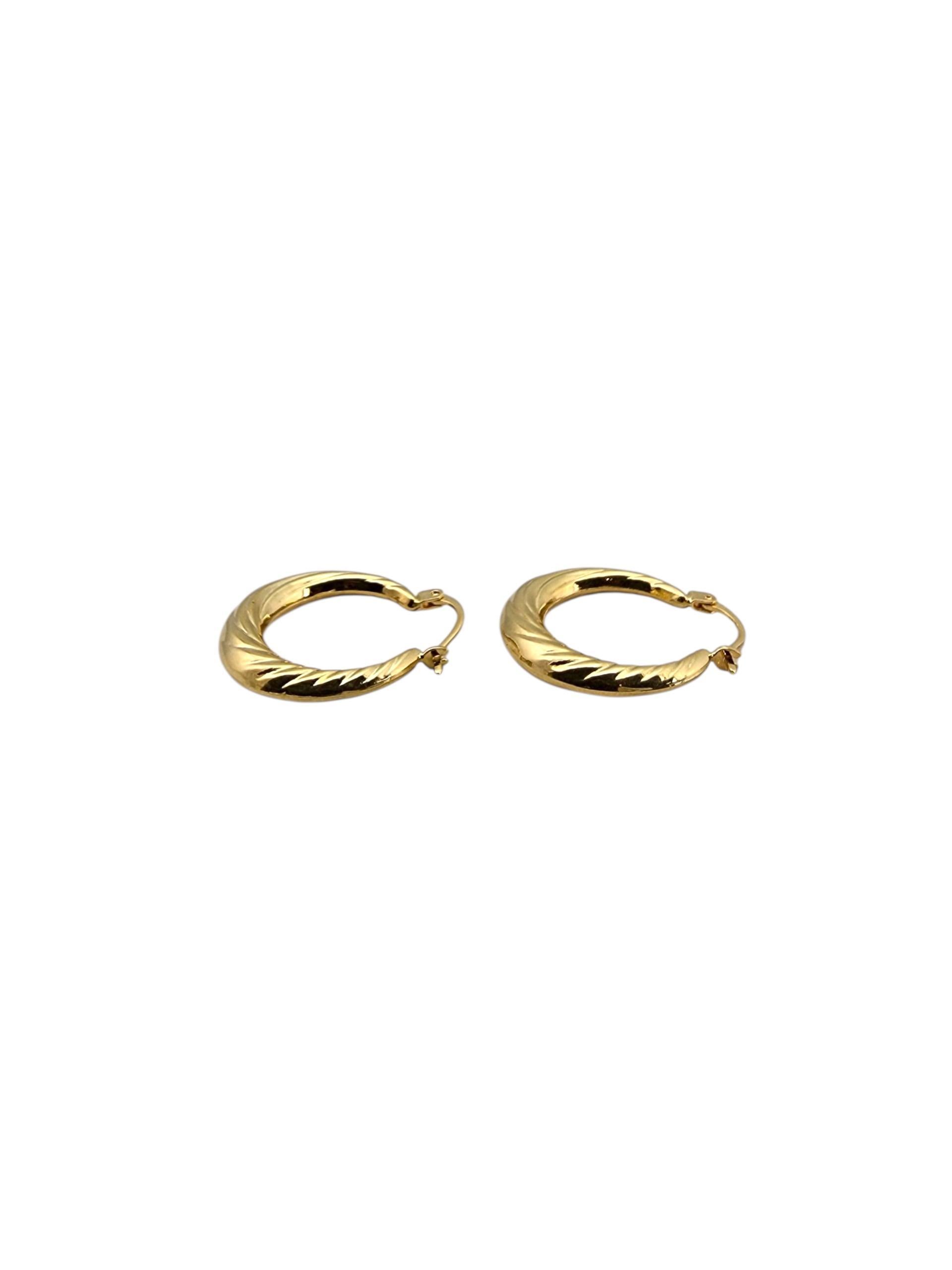 14K Yellow Gold Twisted Hoop Earrings #22724 For Sale 2