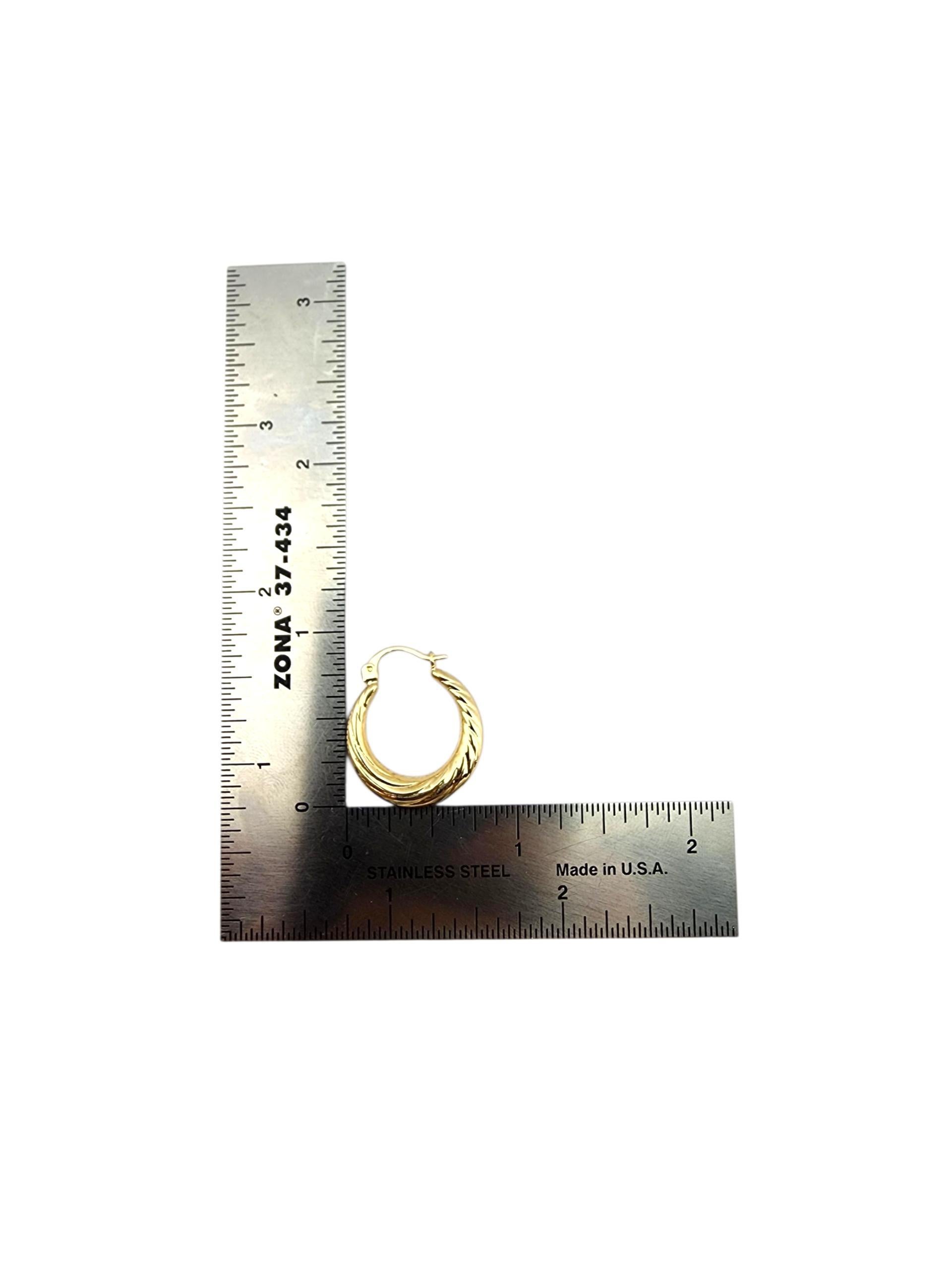 14K Yellow Gold Twisted Hoop Earrings #22724 For Sale 4