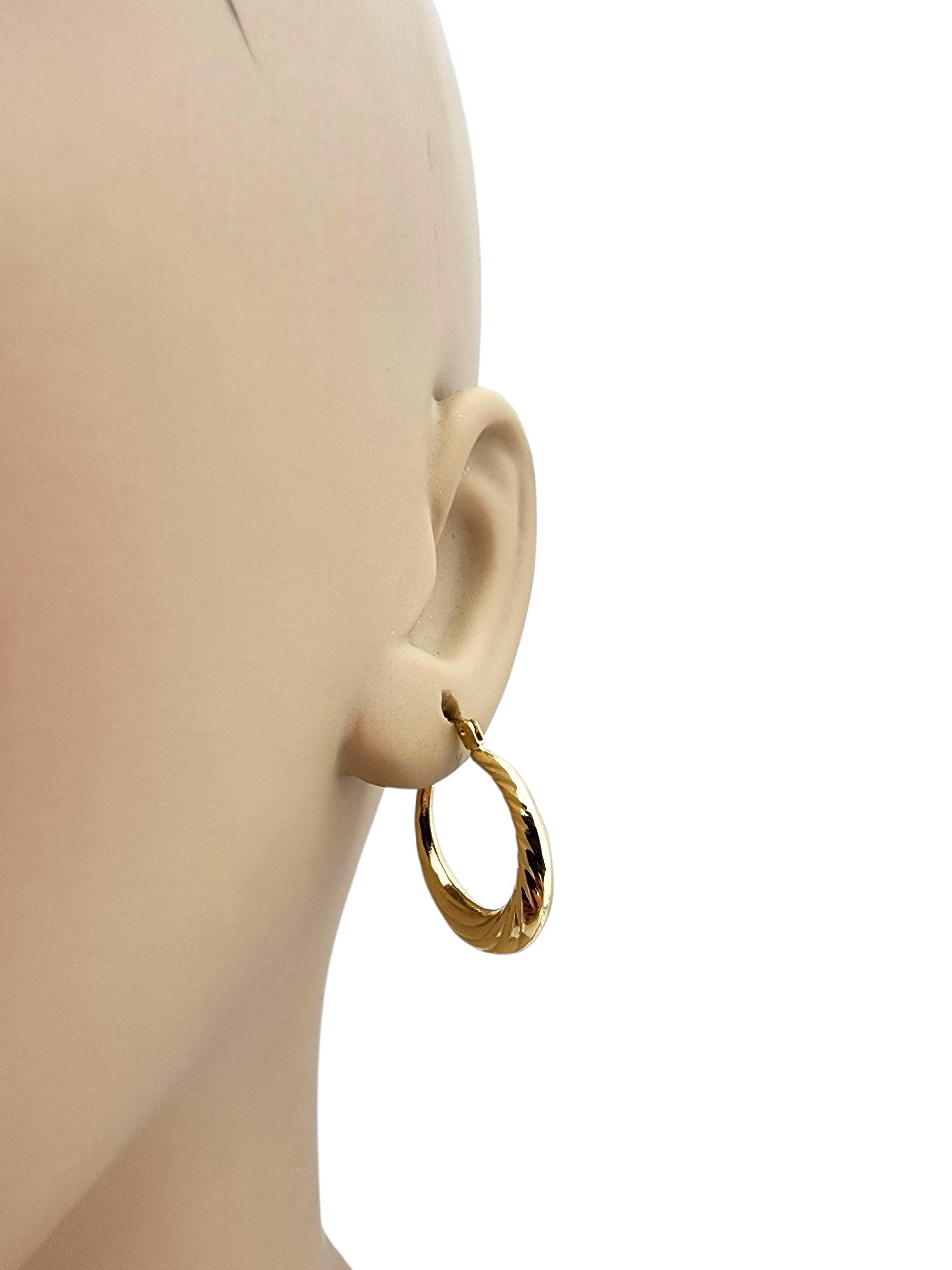 14K Yellow Gold Twisted Hoop Earrings #22724 For Sale 5