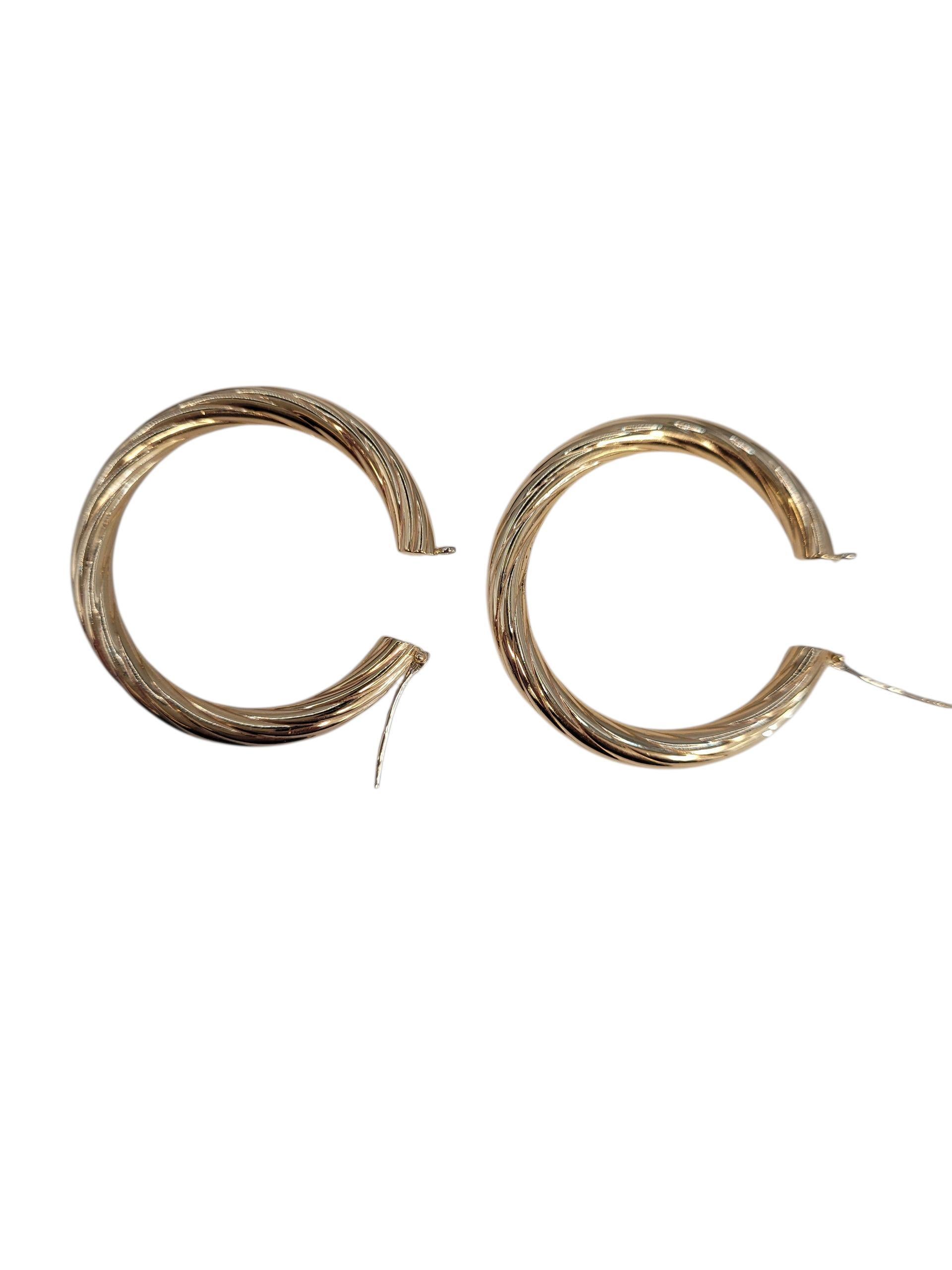 Contemporaneo 14k Yellow Gold Twisted Hoop Earrings #23204 in vendita