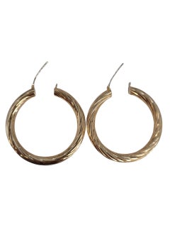 14k Yellow Gold Twisted Hoop Earrings #23204