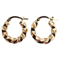 14K Yellow Gold Twisted Hoop Earrings #25533