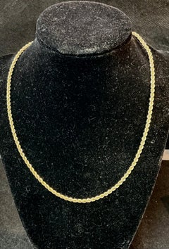 14k Yellow Gold Twisted Rope Chain Necklace, 18 inches