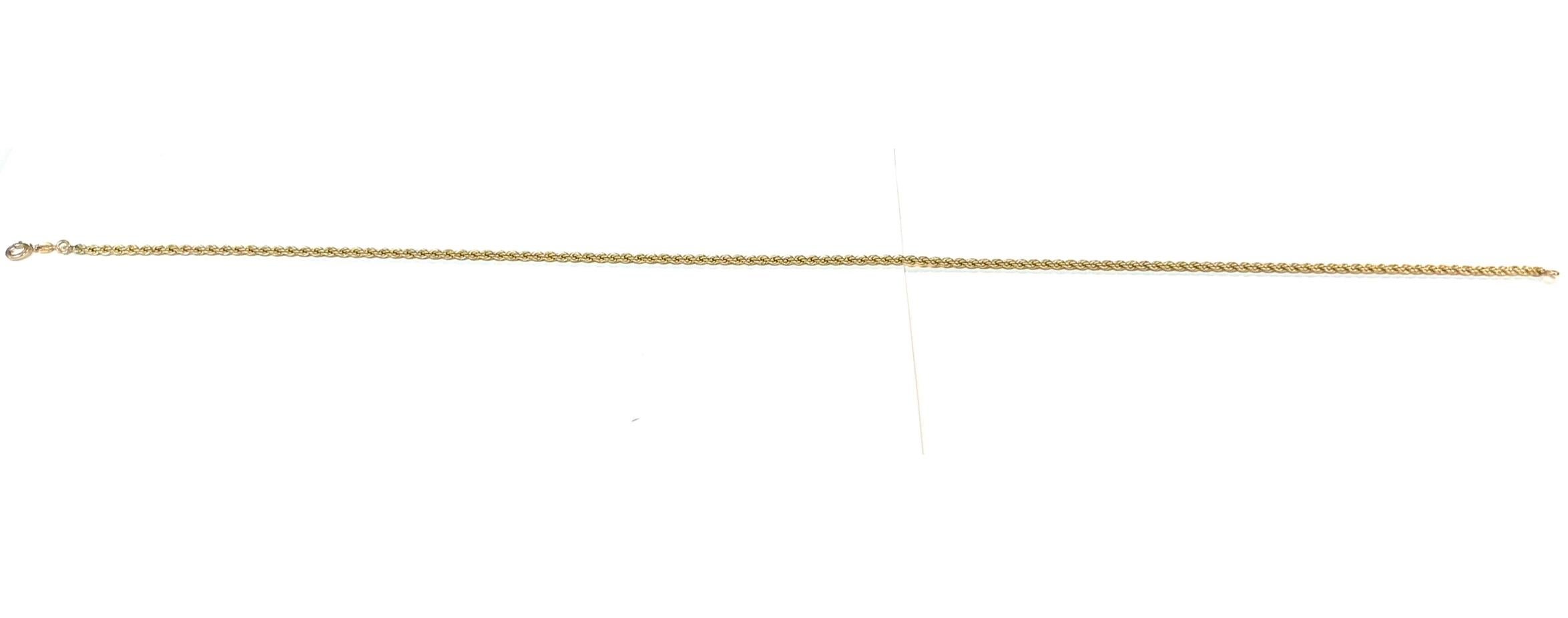 Collana a corda ritorta in oro giallo 14k, 18 pollici in vendita 1