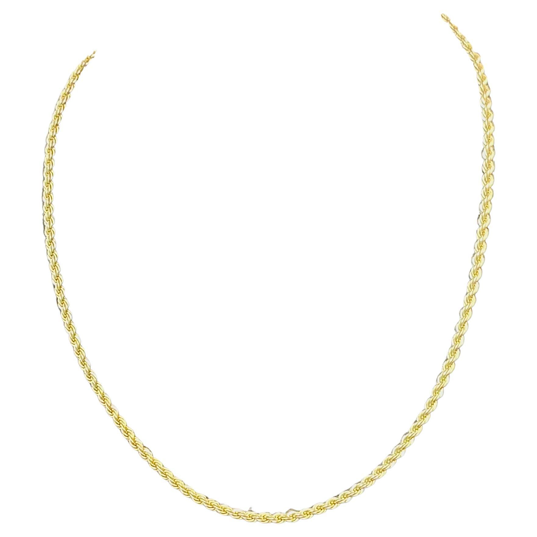 14k Yellow Gold Twisted Rope Chain Necklace, 18 inches