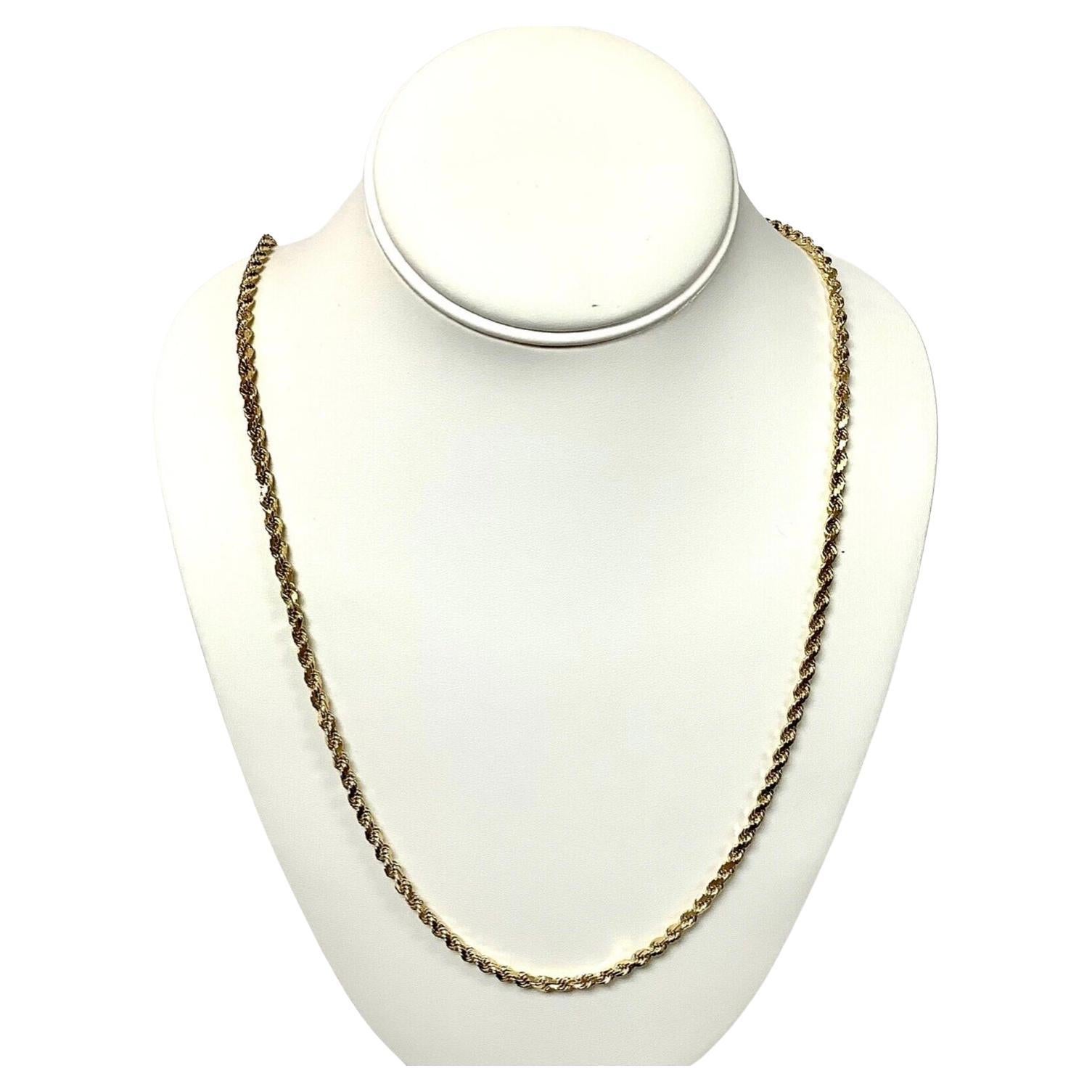 14k Yellow Gold Twisted Rope Chain Necklace For Sale
