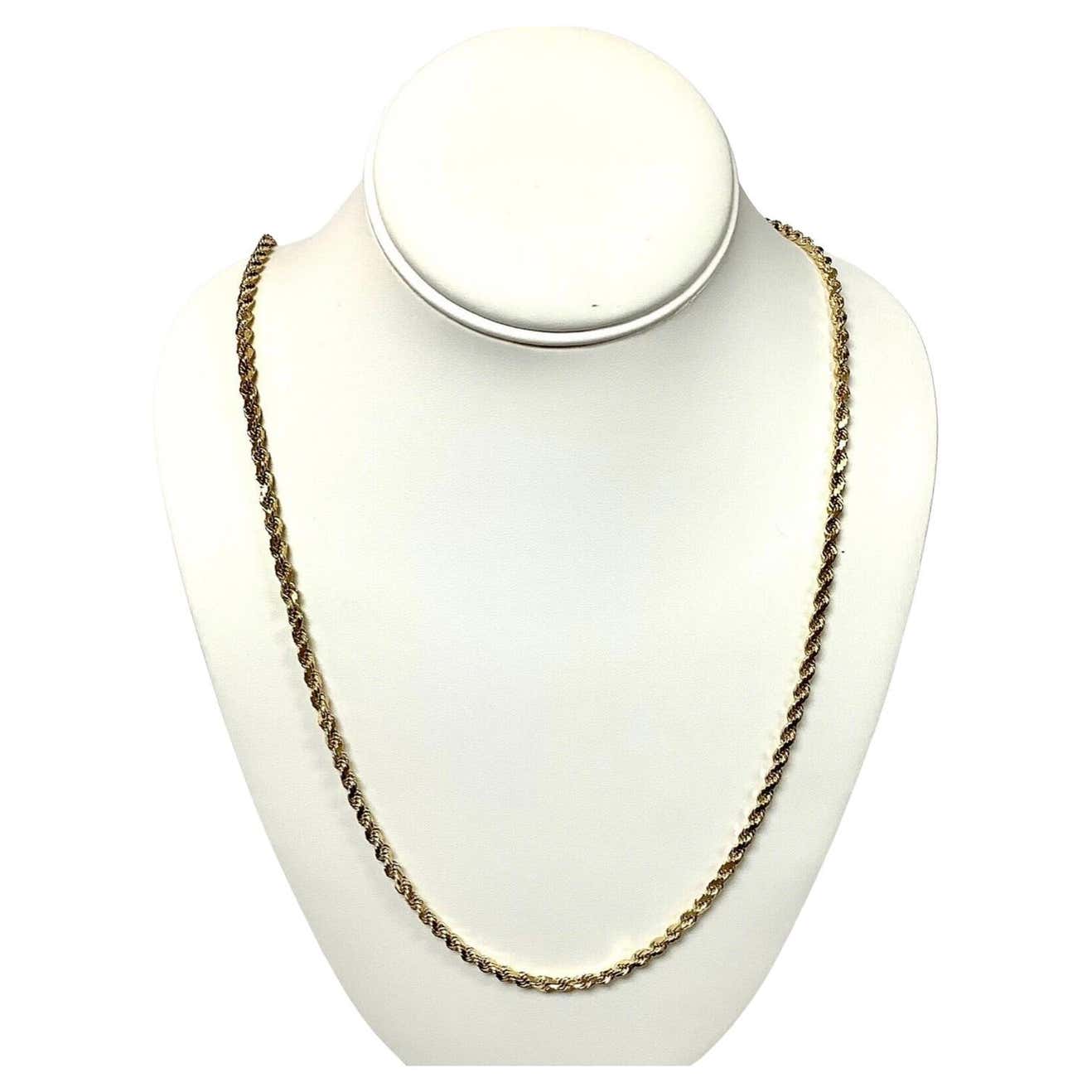 14k Yellow Gold Twisted Rope Chain Necklace For Sale at 1stDibs