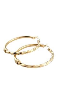 Orecchini a cerchio lisci e ritorti in oro giallo 14K #16139