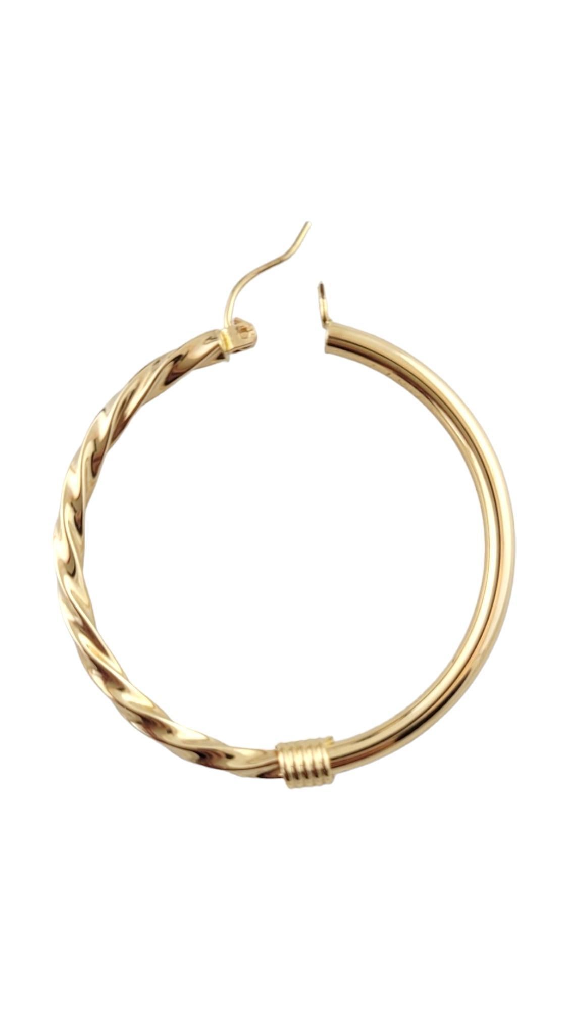 Women's 14K Yellow Gold Twisted/ Smooth Hoop Earrings #16139 For Sale