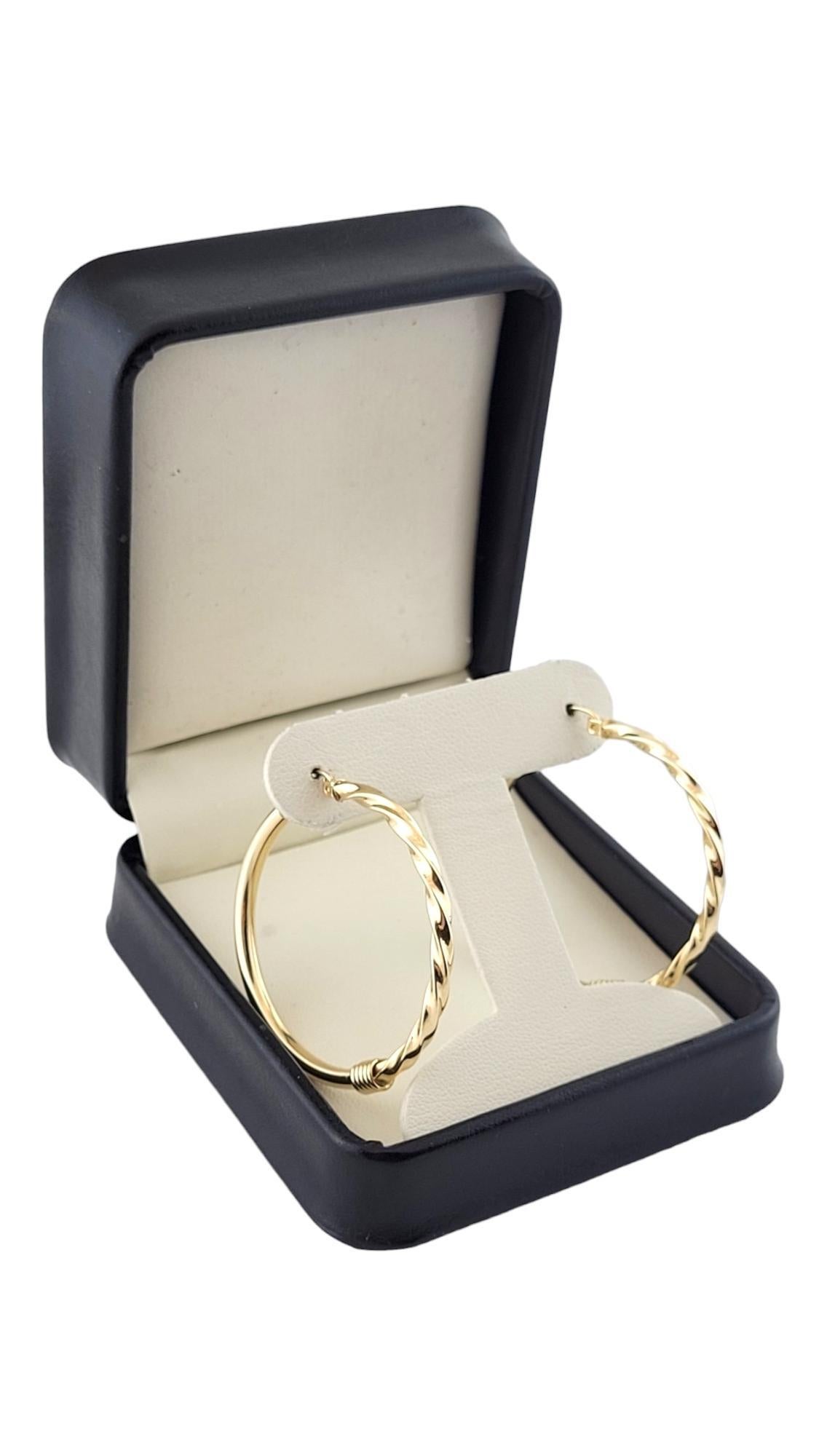 14K Yellow Gold Twisted/ Smooth Hoop Earrings #16139 For Sale 2