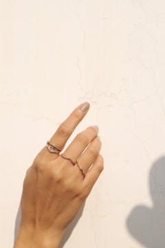 14K Yellow Gold Twisted Chevron Diamond Ring for Women